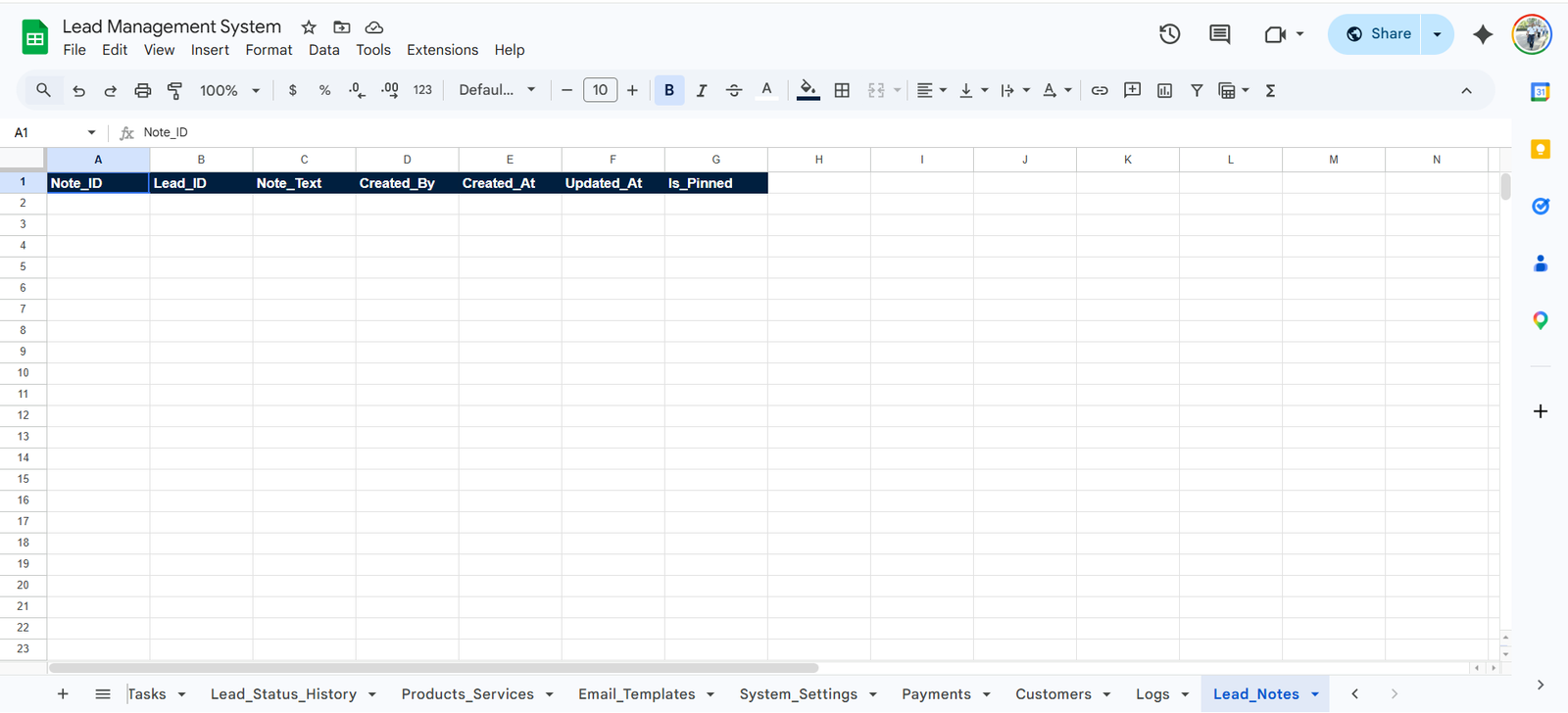 Lead Note Lead Management System